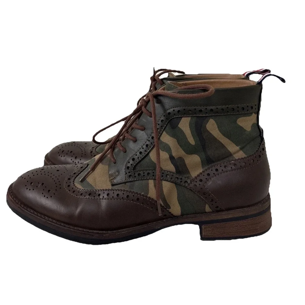 Tommy Hilfiger Mens Wingtip Camo‎ Ankle Boots Ruzman 2 Size 9 Brown